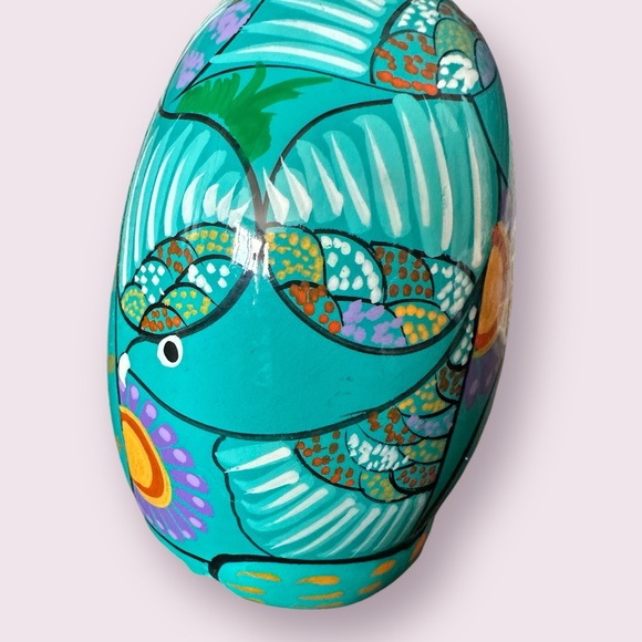 Vintage Hand Painted Ceramic Mexican Folk Art Talavera Cat Figurine With Flowers - Picture 7 of 14